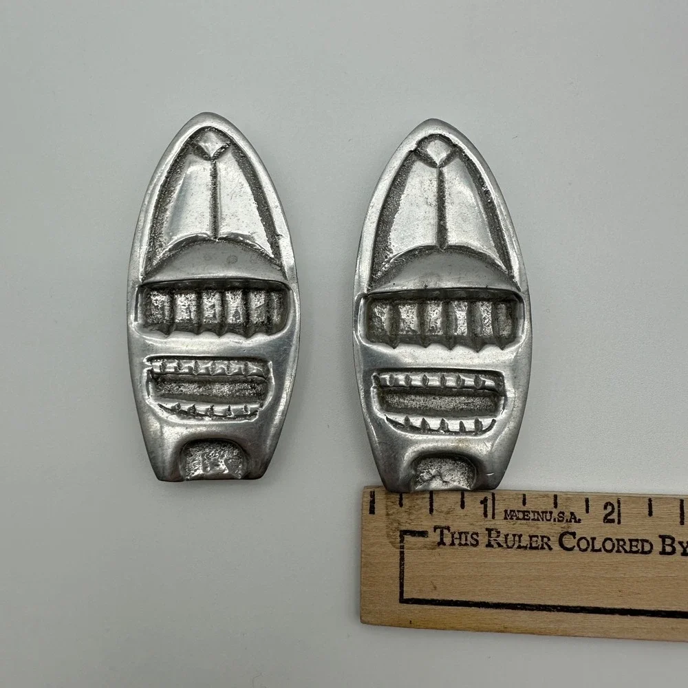 Vintage Cast Metal Boat Napkin Weights 2 Set Silver Tone Nautical Decor 3.25in
